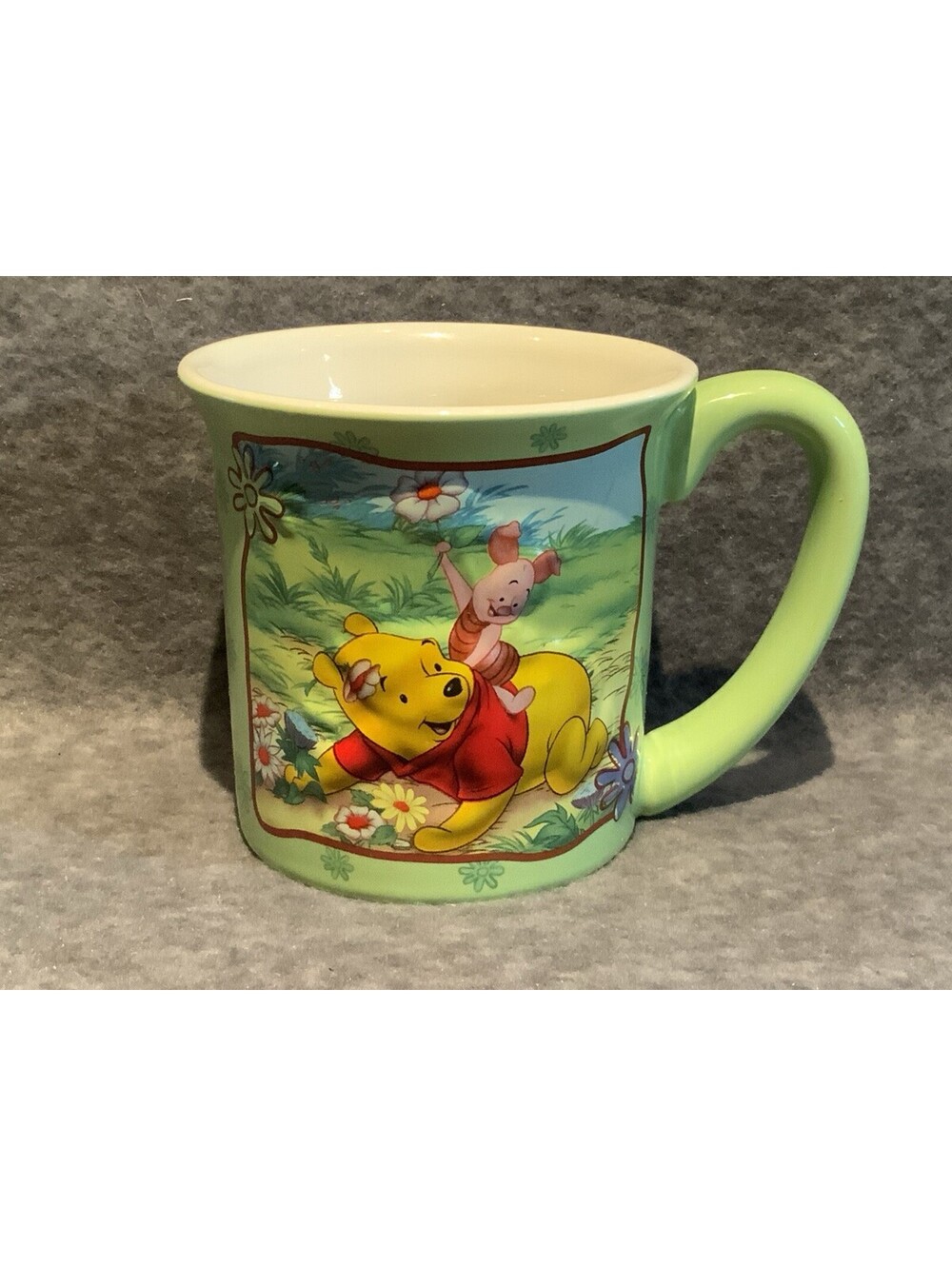 Vintage 1997 Disney 3D Winnie the Pooh and Piglet Embossed Ceramic 12oz. Mug